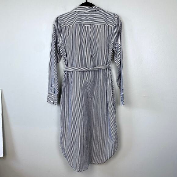 J. Crew Classic-fit Crisp Cotton Poplin Shirtdress Blue Striped Old Money Size 0 - Picture 8 of 12